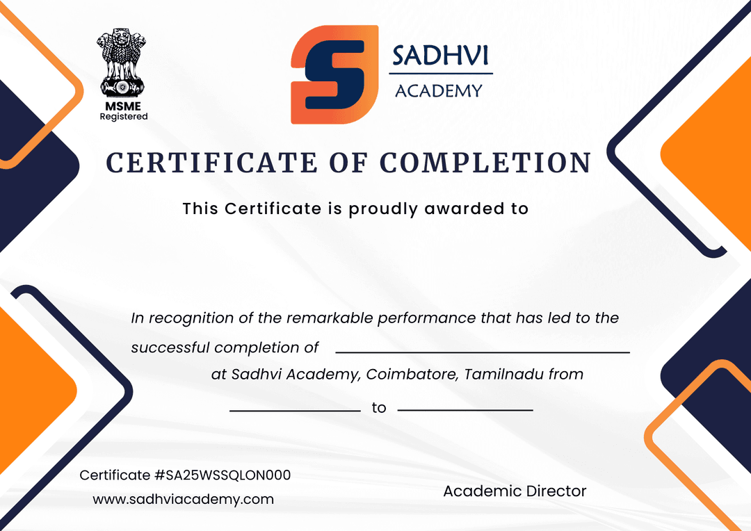 Sadhvi Academy Certificate